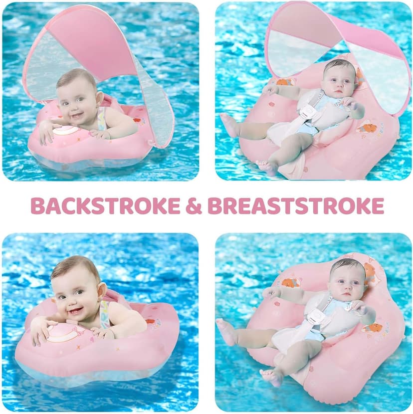 Baby Float with Canopy,Infant Pool Float with Safety Seat,Baby Swimming Float & Swim Float & Water Float UPF50+ UV Protection for Toddler from 3 to 36 Months.(S:3-12 Month/L:6-36 Month)