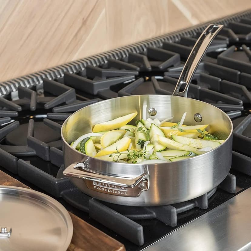 Viking 5-Ply Pots and Pans Set, 10 Piece Stainless Steel Kitchen Cookware, Silver