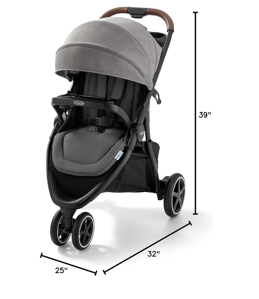 Graco Outpace LX All-Terrain 3-Wheel Baby Stroller, Cohen €” Compatible for Travel System, Easy One-Hand Fold, in-Seat Suspension for Comfortable Ride, Never-Flat Rubber Tires