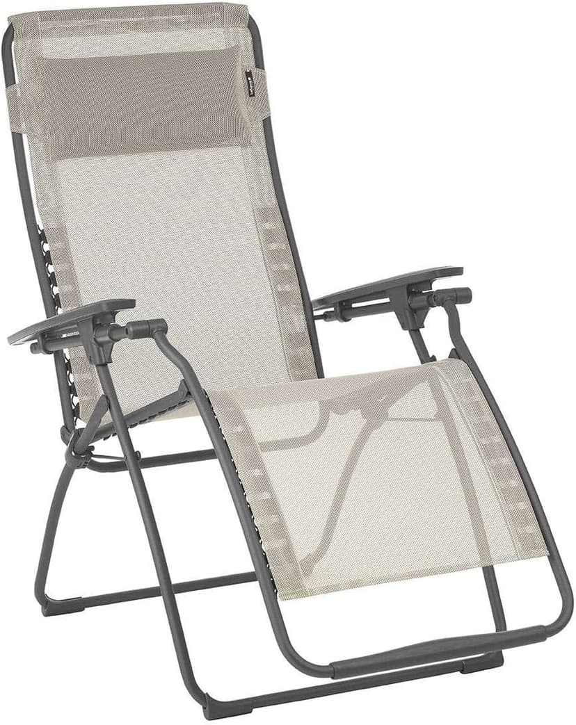 Lafuma Futura LFM3118 8548 Zero Gravity Outdoor Steel Framed Lawn Patio Recliner Folding Lounge Chair with Batyline Canvas, Seigle Grey