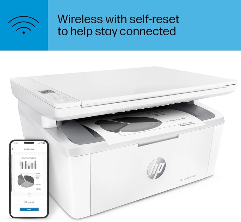 HP LaserJet MFP M140w Wireless Printer, Print, scan, copy, Fast speeds, Easy setup, Mobile printing, Best-for-small teams