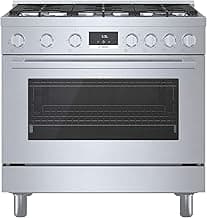 Bosch 800 Series 36 in. 3.5 cu. ft. Industrial Style Gas Range with 6-Burners in Stainless Steel HGS8655UC