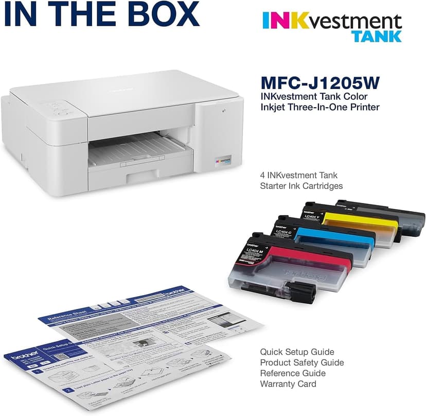 Brother MFC-J1205W INKvestment -Tank Wireless Multi-Function Color Inkjet Printer with Up to 1-Year in Box, Works with Alexa