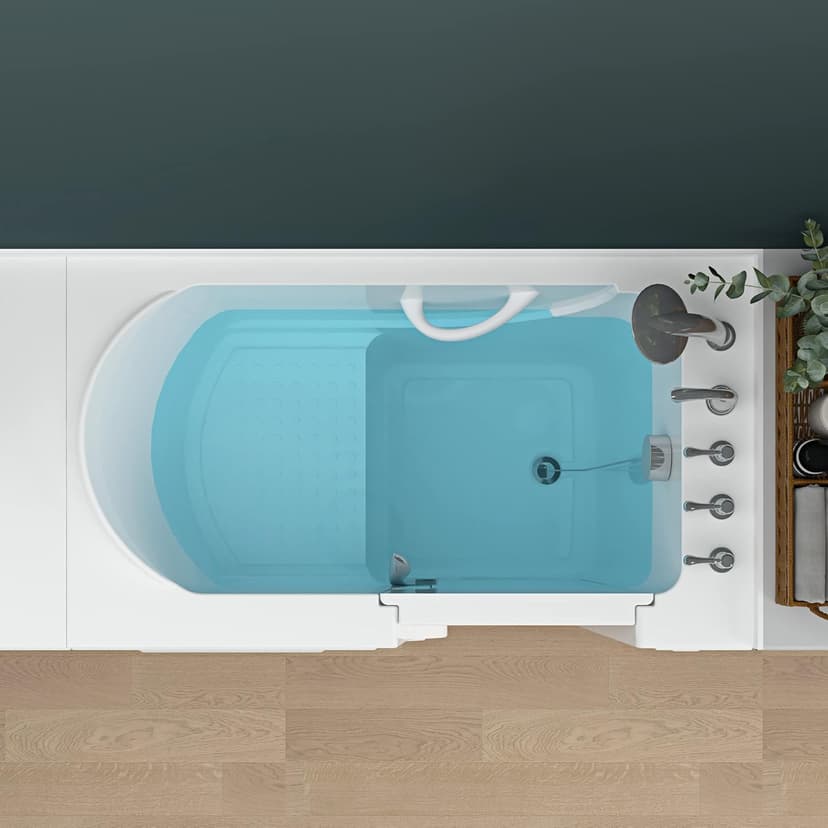 FerdY Floridian 52" Walk-in Bathtub with Right-Side Door Opening and Quick Fill and Drain System, Rectangular Soaking Bathtub in White