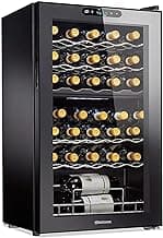 Wine Enthusiast 32-Bottle Dual Zone MAX Compressor Wine Cooler – Freestanding Mini Fridge with Digital Touchscreen, LED Display, Split Storage for Red & White Wines, Matte Black Refrigerator Home Bar