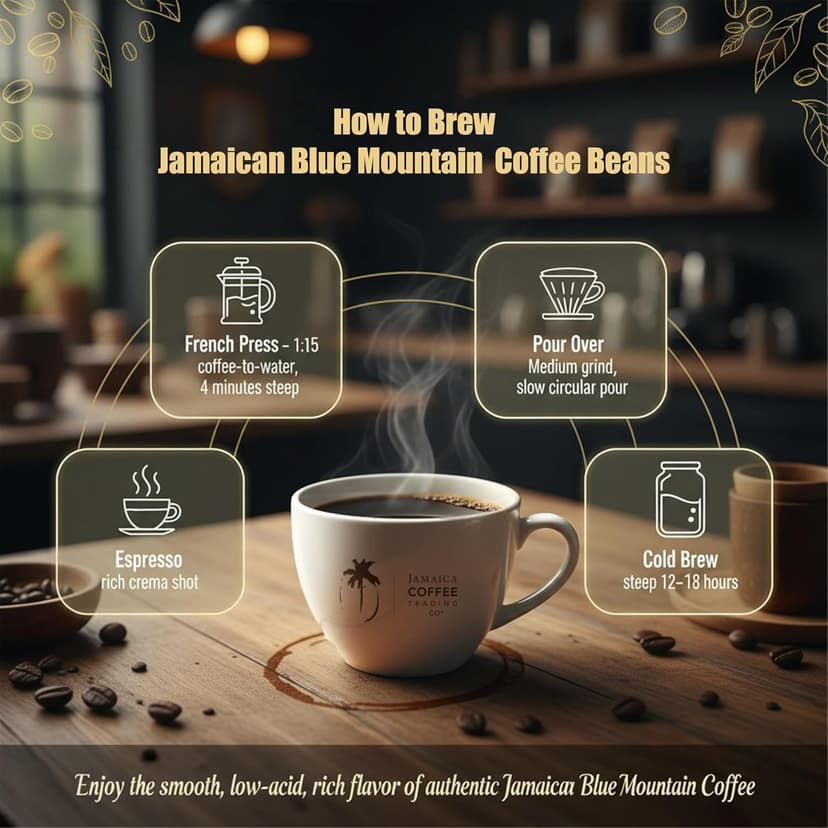100% Jamaica Blue Mountain Coffee Beans No. 1, 227grams / 8oz - Medium Roast Whole Coffee Bean - 100% Pure Arabica, Small Batch Roasted - JACRA Certified, Low Acidity, Ethically Sourced