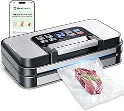 95Kpa Powerful Precision Pro Vacuum Sealer, with 10-in-1 Functions, Easy-Lock Handle, Double Heat Seal & Double Pump, Vacuum Sealer Machine for Food with Bags Storage, Built-in Cutter, Stainless Steel