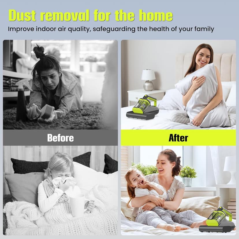 Mattress Vacuum Cleaner UV for Pet Hair,16kPa Power Suction Bed Vacuum,140°F Heated Function,Ultrasonic High Tapping with HEPA Filter,Bed Vacuum Cleaner for Sofa, Couch, Crib(Corded,4.5Amp)