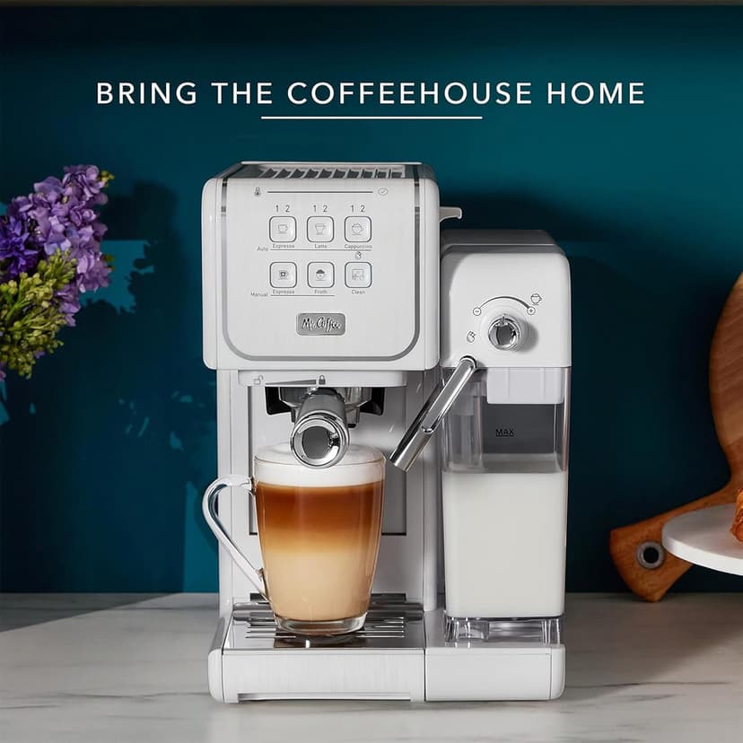 Mr. Coffee One-Touch CoffeeHouse - Espresso, Cappuccino, and Latte Maker, with Easy Serving Espresso (ESE) Pod compatibility - White