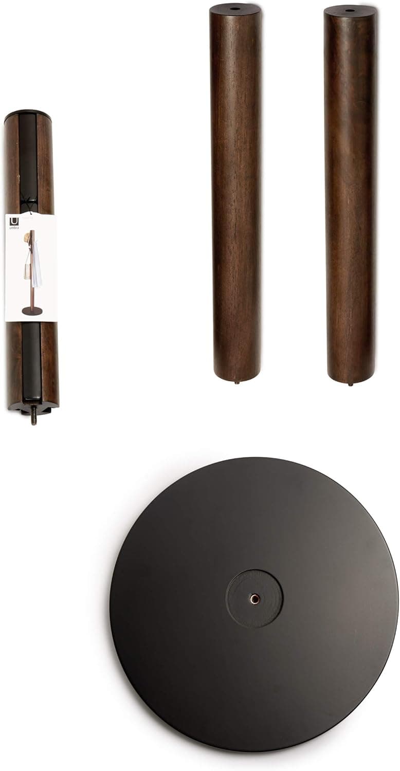 Umbra Flapper Coat Rack, Clothing Hanger, Umbrella Holder, and Hat Organizer, Great for Entryway, Black/Walnut (320361-048)
