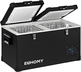 EUHOMY 12 Volt Refrigerator, 69QT Electric Cooler Powered by SECOP, Dual Zone Car Refrigerator -4℉~68℉, 12V Fridge 12/24V DC 110-240V AC, Portable Freezer for Camping, Travel, Boat