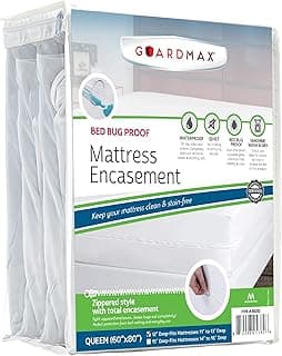 Guardmax Zippered Mattress Encasement - Queen Size - 100% Waterproof and Bed Bug Proof Mattress Protector - 6 Sided Absorbent Mattress Cover - Bed Sheet is Soft, Breathable, and Hypoallergenic.