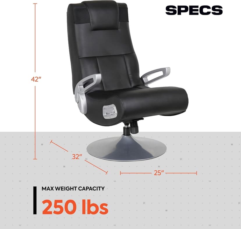 X Rocker SE Pro Video Gaming Lounging Pedestal Chair, Wireless Audio, 2 Speakers, Subwoofer, Foldable, Padded Armrest, 5127401, 30.7" x 30.7" x 39.76", Amazon Exclusive, Black