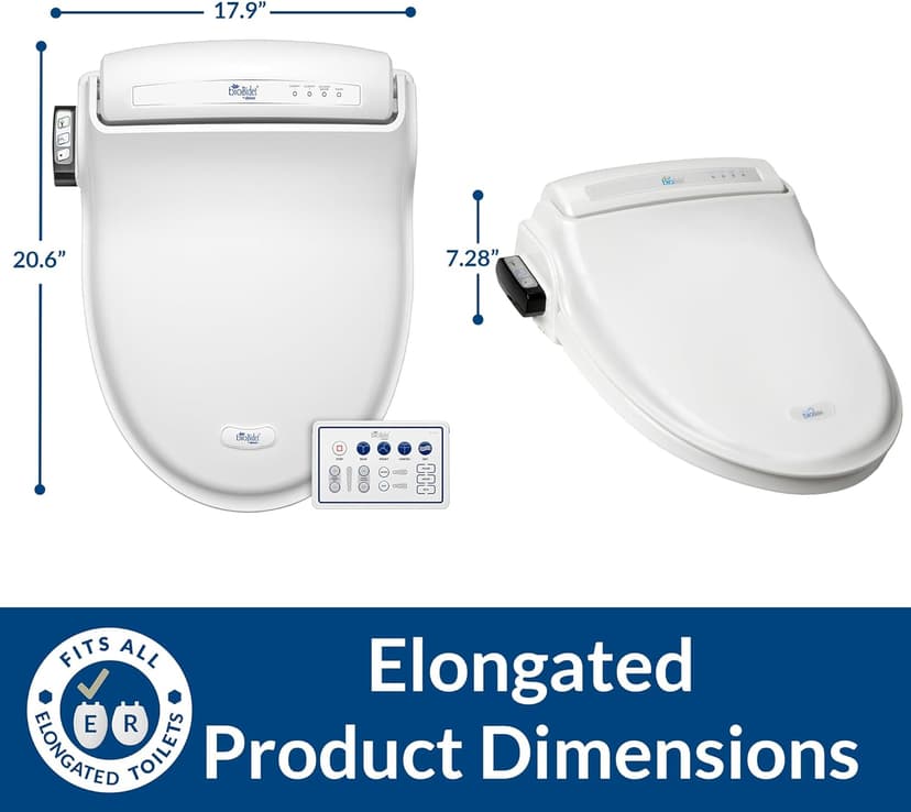 Bio Bidet BB1000 Electric Bidet Toilet Seat, Warm Water with Air Dryer, Heated Seat with Slow Close Lid, Remote Control, Elongated White