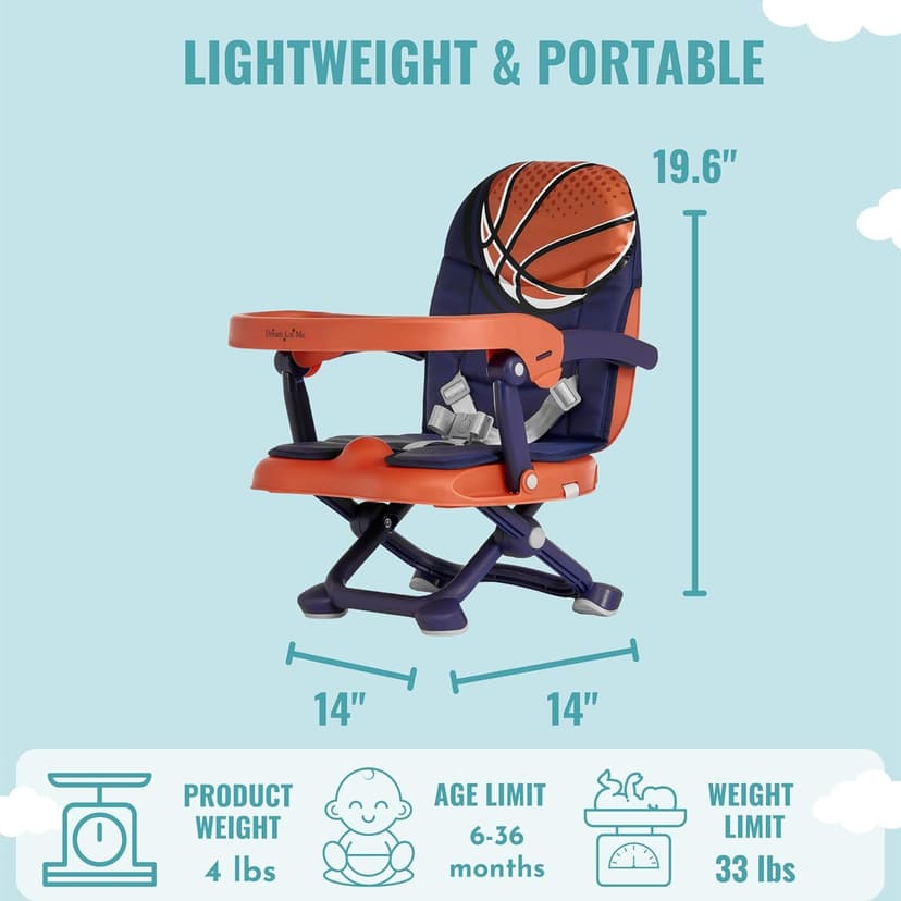 Dream On Me Munch N Go Booster Seat for Dining Table, Lightweight Compact Fold Travel Booster Seat, 3-in-1 Convertible, Four Level Height Adjustment and Easy Tray Removal