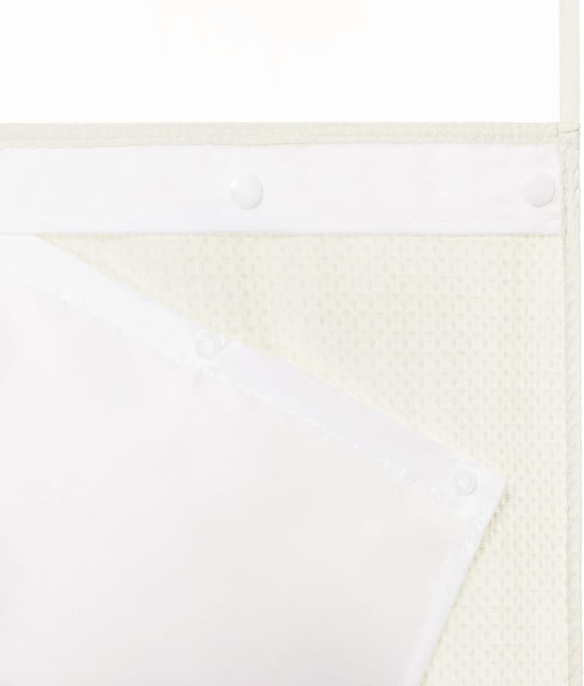 Heavyweight No Hooks Required Dotted Waffle Weave Shower Curtain with Snap in Liner - 71W x 74H,Hotel Grade,Spa Like Bath Curtain,Cream