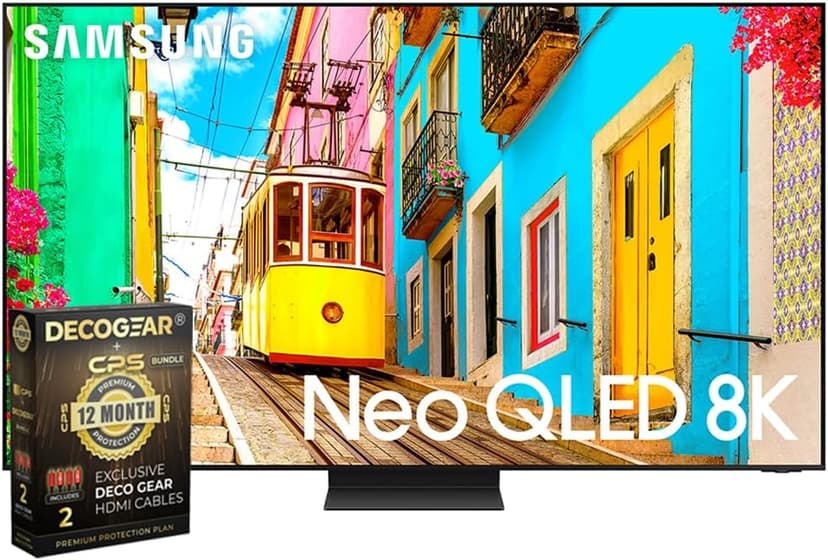 SAMSUNG QN65QN800DFXZA 65 Inch Neo QLED 8K Smart TV 2024 Bundle with Deco Gear 2X 4K HDMI 2.0 Cable w/Pure Copper Conductors & CPS Exclusive 12 Month Protection Pack Bundle (BEACH-CPS-263000)