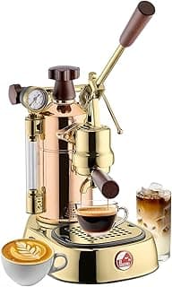 La Pavoni Professional 16-Cup Lever Espresso Machine - Copper and Brass Espresso Maker with Bottomless Portafilter - 38oz Boiler with Pressure Gauge - Manual Lever Operation - Made in Italy