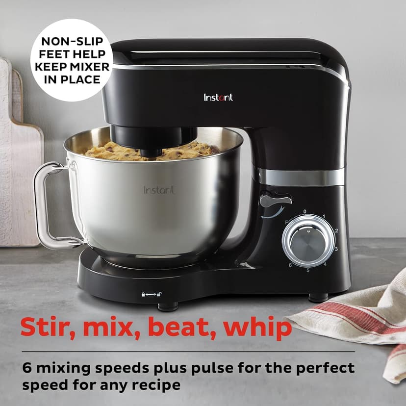 Instant Pot 6-Speed 6.3-Qt Stand Mixer with Stainless Steel Bowl, Base Black