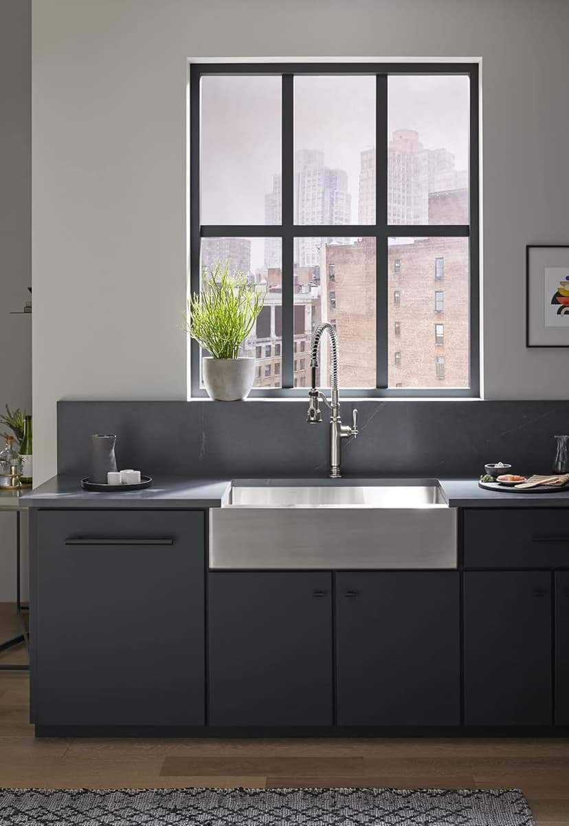KOHLER Tournant Semi-Professional Pull-Down Kitchen Sink Faucet, Commercial Kitchen Faucet with Pull Down Sprayer, 77515-VS, Vibrant Stainless