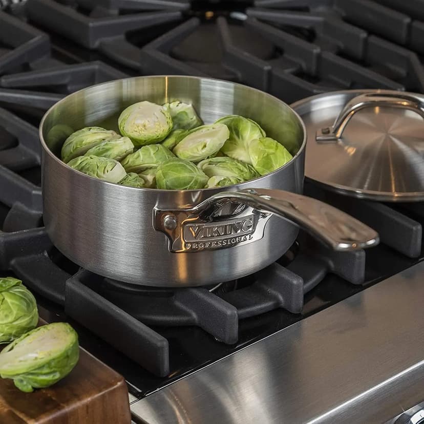 Viking 5-Ply Pots and Pans Set, 10 Piece Stainless Steel Kitchen Cookware, Silver