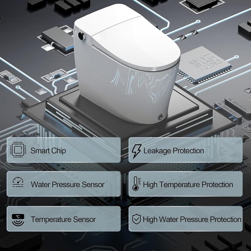 HOROW Upgraded Integrated Smart Toilet, Premium Automatic Power Flush One Piece Toilets with Power Flush Core & Intelligent Chip Built in, Heated Bidets Seat with Instant Warm Water