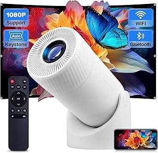 Mini Projector with WiFi & Bluetooth,2025 Upgraded Fireproof 1080P Supported 300Lumen Portable Projector for Camping Gaming,200" Display Phone Projector for iPhone/Android/TV Stick