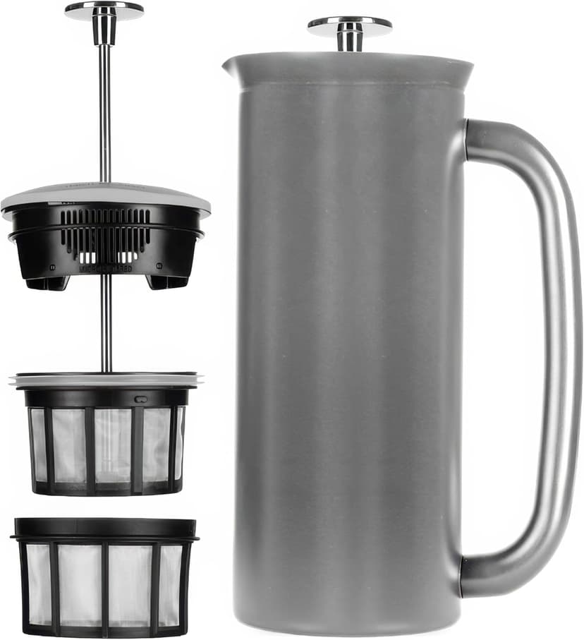 ESPRO P7 French Press Coffee Maker - Double-Walled Stainless Steel Insulated with Micro-Filter, 18 Oz, Brushed Stainless Steel