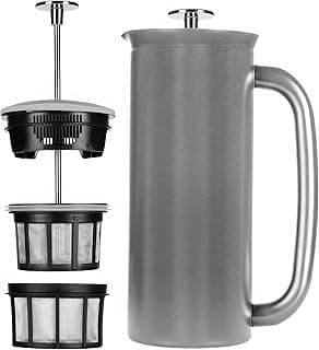 ESPRO P7 French Press Coffee Maker - Double-Walled Stainless Steel Insulated with Micro-Filter, 18 Oz, Brushed Stainless Steel