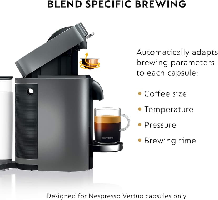Nespresso Vertuo Plus Coffee and Espresso Maker by De'Longhi, Titan