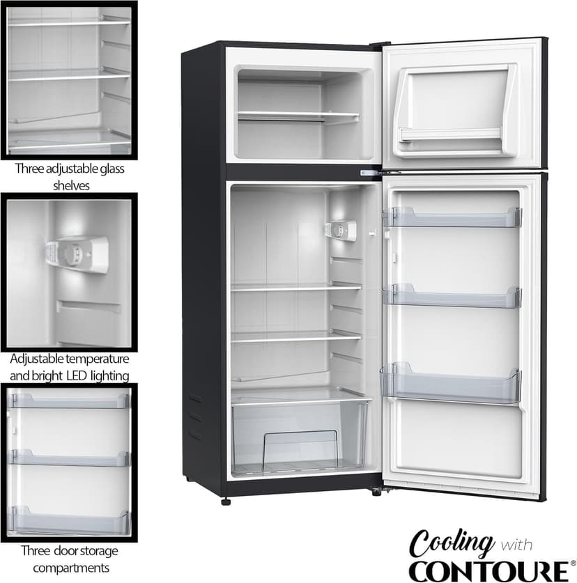 RV Refrigerator, Black, 7.6 cu.ft. | 12V | Compact RV Fridge | Customizable Controls | Space-Saving Design | R-780BK-12V