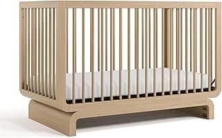 Storkcraft Santorini Deluxe 5-in-1 Convertible Crib with Bonus Toddler Guardrail (Driftwood) – GREENGUARD Gold Certified, Toddler Guardrail Included in Box, Fits Standard Crib Mattress
