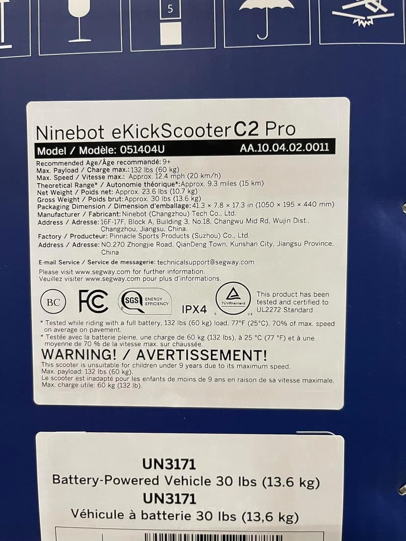 Segway Ninebot eKickScooter - Electric Scooter for Kids 6-14, w/t Adjustable Handlebar Height (Only C2 Pro) for Riders up to 132 lbs, Includes New Cruise Mode, UL-2272 Certified