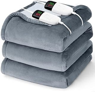 Heated Electric Blanket Queen Size - 84" x 90" Heating Blanket with Dual Control, 10 Levels & 8 Hours Auto Off, Soft Warm Flannel Gift with Over-Heat Protection, ETL & FCC Certified