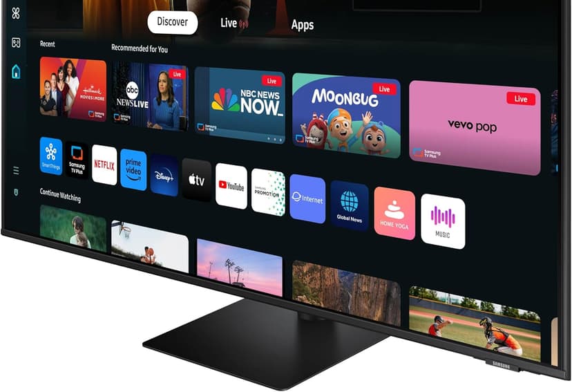 Samsung 43-Inch M7 (M70D) Series 4K UHD Smart Monitor with Streaming TV, Speakers, HDR10, USB-C, Multiple Ports, Gaming Hub, SolarCell Remote, Vision Accessibility Tools, LS43DM702UNXGO, 2024, Black