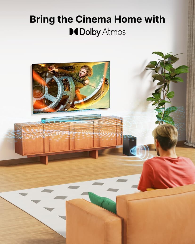 ULTIMEA 4.1ch Sound Bar for Smart TV with Dolby Atmos, 2-in-1 Bluetooth 5.3 Soundbar with Subwoofer, 280W Peak Power, 3 EQ Modes TV Soundbar, Bass Adjustable, HDMI eARC, Apollo S60, 2025 Upgraded