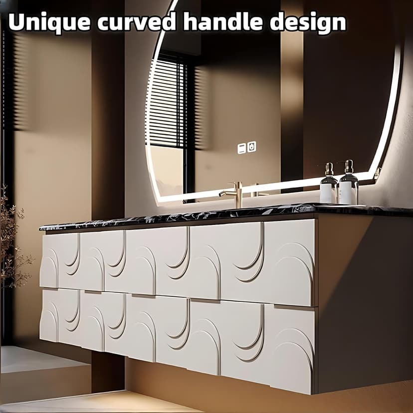 Bathroom Vanity with Sink - Elegant Bathroom Sink Cabinet, Floating Vanity with Smart Anti-Fog Mirror, Multi-Layer Thick Solid Wood Material - Complete Accessories (White, 40")