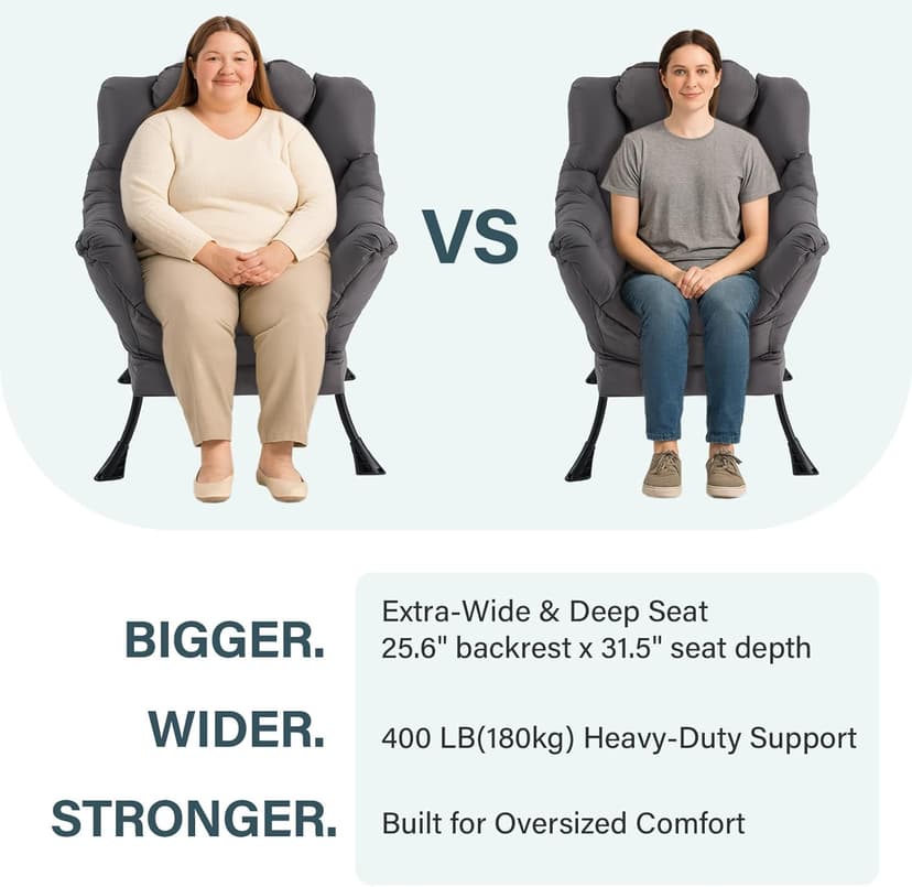 Lazy Chair with Ottoman, Modern Lounge Armchair with Lumbar Pillow, Accent Cozy Reading Chair and Folding Footstool for Bedroom, Dorm, Living Room,Khaki