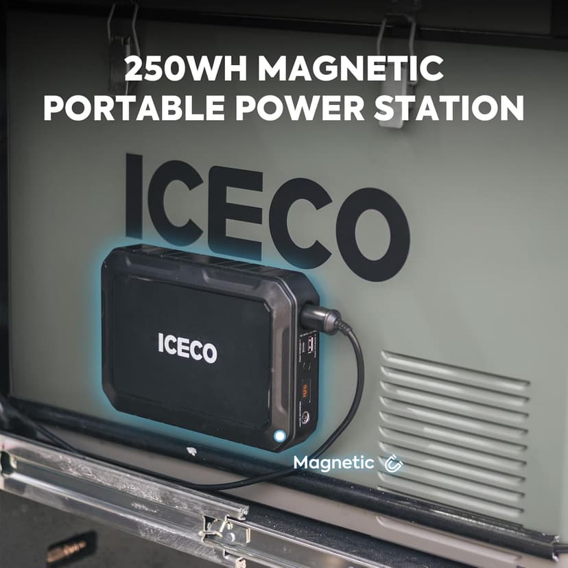 ICECO VL45 Portable Refrigerator with Battery, 47Qt/45L 12 Volt Refrigerator with SECOP, 0°-50°F 12v Fridge Freezer, 12/24VDC 110-240VAC, Electric Cooler for Car, RV, Camping| With 250Wh Battery