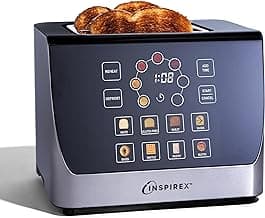 Inspirex Touch Screen Display Smart Toaster, 2 Slice with 8 Bread Type and 7 Browning Modes, Automatic Lowering and Raising, Digital Countdown, Modern Style, Stainless Steel