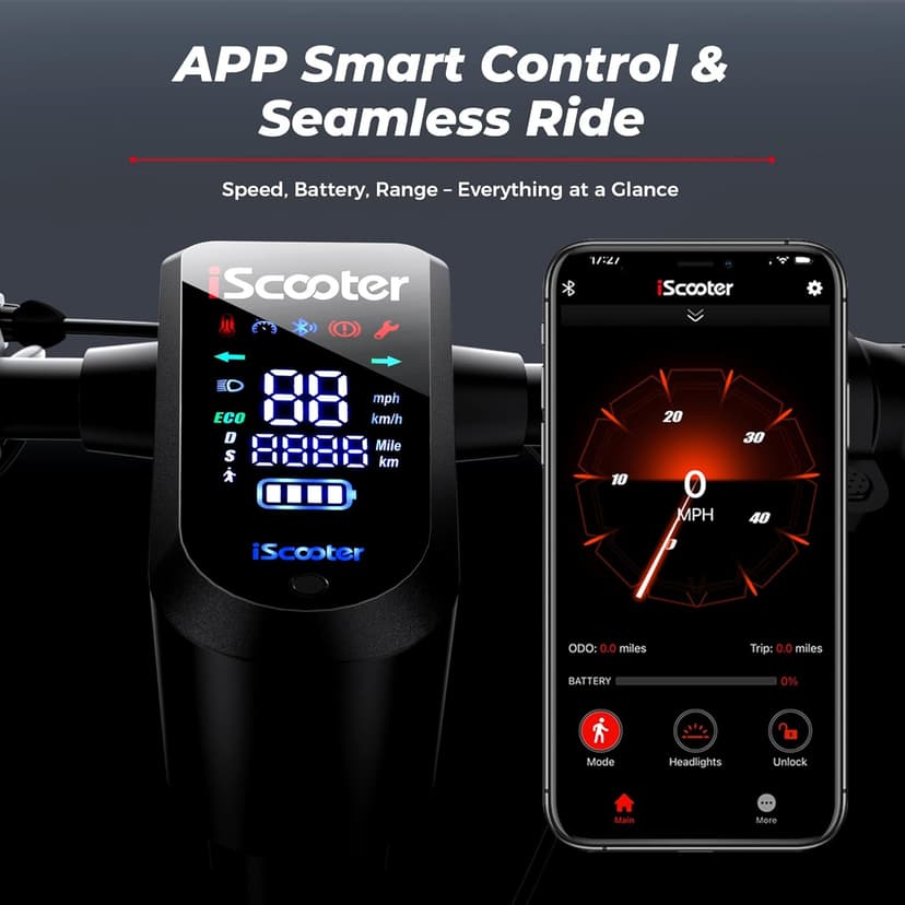 iScooter Electric Scooter Adults, 50/37 Miles Long Range,28 MPH Max Speed, 800W Motor E Scooter Foldable with 10" Pneumatic Tires, Turn Signals, Dual Suspension & Double Brakes, Smart App