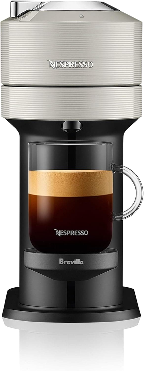Nespresso Vertuo Next Coffee and Espresso Maker by Breville, with Aeroccino Milk Frother, Light Grey