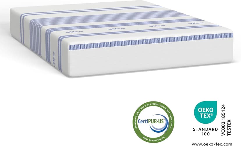 Vibe Gel Memory Foam Mattress, Fiberglass Free 8-Inch CertiPUR-US Certified Bed-in-a-Box, Twin, White