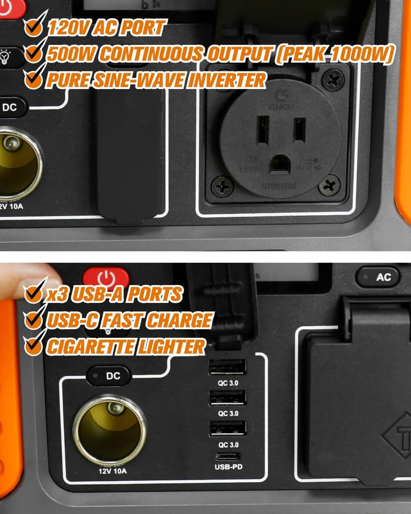 BALDR Portable Power Station, 500W Output, 288Wh Capacity, AC Outlet, USB Ports, Solar Charging Generator for Home Camping Emergency Use.…