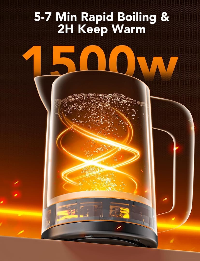 GoveeLife Smart Kettle Temperature Control 1.7L, 1500w WiFi Tea Kettle Electric with LED Indicator Lights, Remotely Control, 2H Keep Warm, 4 Presets Hot Water Boiler for Tea & Coffee & DIY