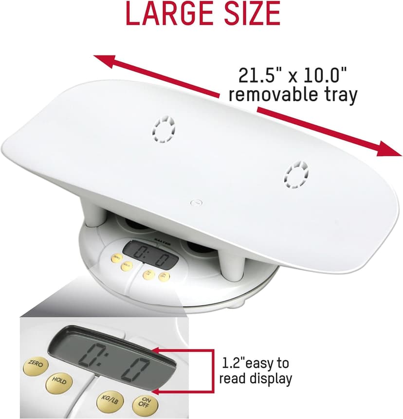 Salter Baby, Toddler, Pet Scale, Perfect Readings for Before and After Feedings and Parents and Breeders, 3-in-1 Function, Designed for Infants, Toddlers, and Pets, Hold Button, 44 LB Capacity, White