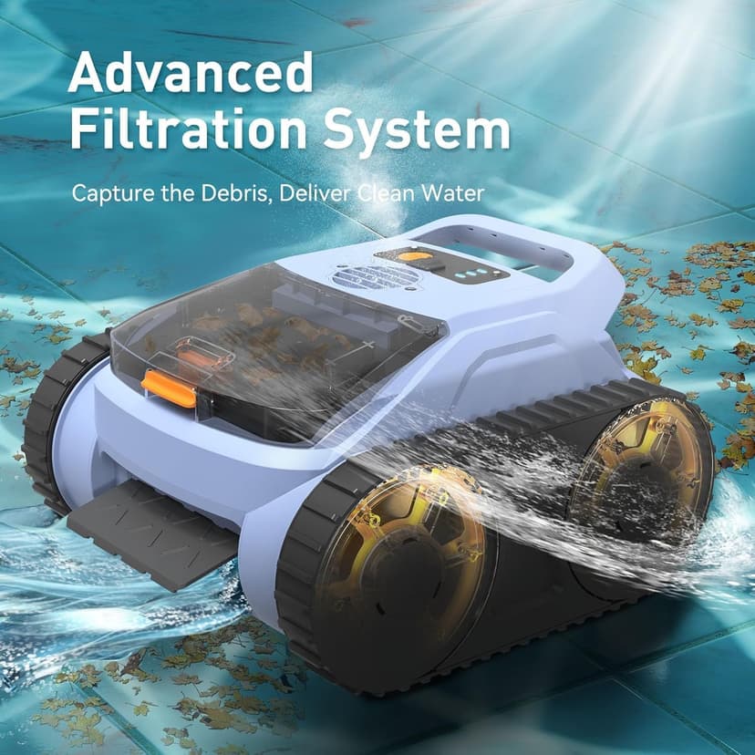 (2025 New) Automatic Pool Vcuum, Cordless Robotic Pool Cleaner, Wall Climbing, Waterline Cleaning, 165 Min Runtime for Above Ground & Inground Pools Up to 2080 sq.ft