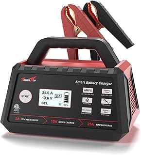 TowerTop 2/10/25 Amp 12V Smart Car Battery Charger, Fully Automatic Battery Maintainer with Engine Start, Auto Desulfator, Battery Repair, Winter Mode, for AGM, STD, Gel, Deep Cycle Batteries
