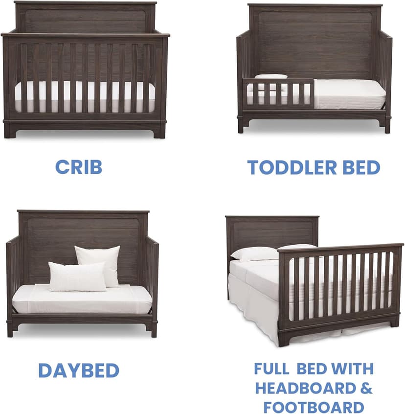 Delta Children Simmons Kids Slumbertime Monterey 4-in-1 Convertible Crib, Rustic Grey