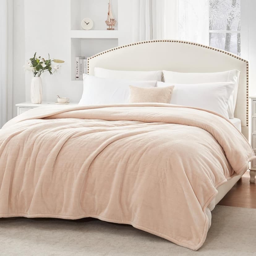 Sealy Electric Blanket Twin Size, Flannel Heated Blanket with 10 Heating Levels & 1-12 Hours Auto Shut Off, Fast Heating Warm Blanket, Machine Washable, Beige, 62 x 84 Inch